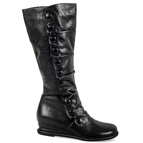 Miz Mooz 9.5 Wide Calf Boots Tall 9.5 Wedge Low Heel Boots Victorian Mid Calf - Picture 2 of 16